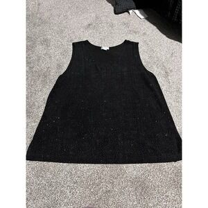 Vintage August Max Woman Women's Sparkly Tank Top Size 2XL Black Used Good Cond.